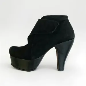 CHIE MIHARA black Suede Velcro strap platform high heel Ankle Boots