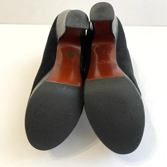 CHIE MIHARA black Suede Velcro strap platform high heel Ankle Boots
