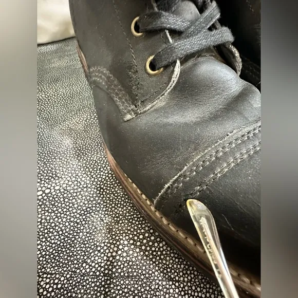Chippewa Black Leather Lace-Up Boots with Stitched Welt