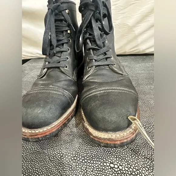 Chippewa Black Leather Lace-Up Boots with Stitched Welt
