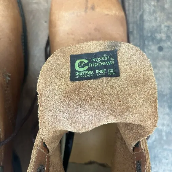 Chippewa Vintage Steel Toe Ankle Brown Work Boots Mens 12