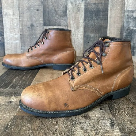 Chippewa Vintage Steel Toe Ankle Brown Work Boots Mens 12