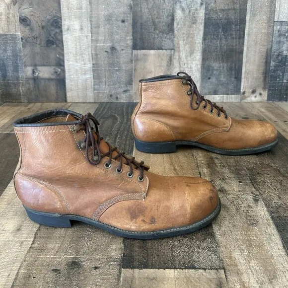 Chippewa Vintage Steel Toe Ankle Brown Work Boots Mens 12