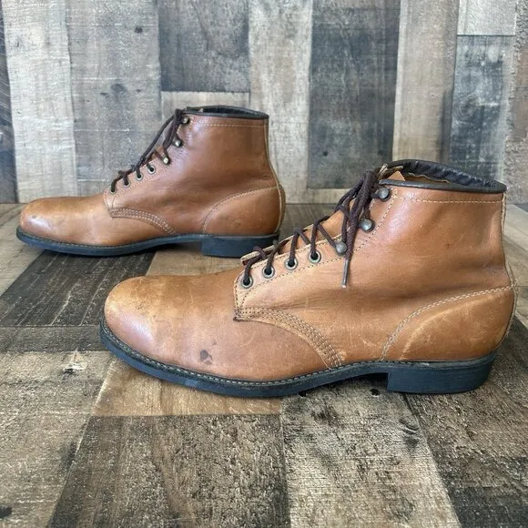 Chippewa Vintage Steel Toe Ankle Brown Work Boots Mens 12