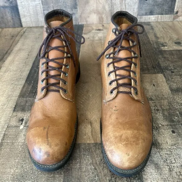 Chippewa Vintage Steel Toe Ankle Brown Work Boots Mens 12