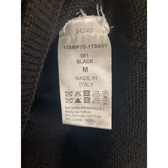 Chloe' Black Cotton Mid-weight Sweater ~ Tassels ~ Sz M ~ French Chic