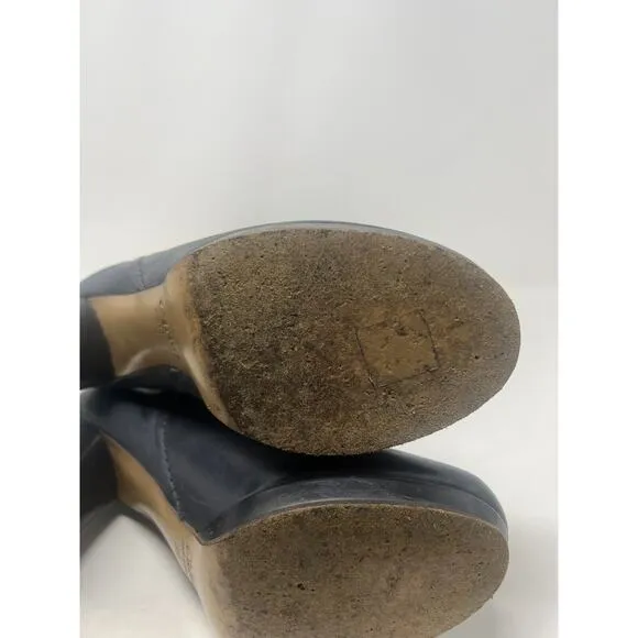 CHLOE Black Leather Wooden Heel Tall Boots, Size 39 Italy EUC