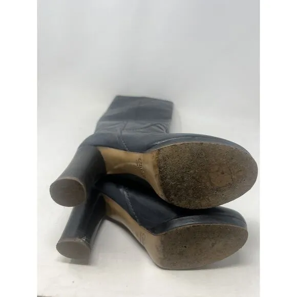 CHLOE Black Leather Wooden Heel Tall Boots, Size 39 Italy EUC