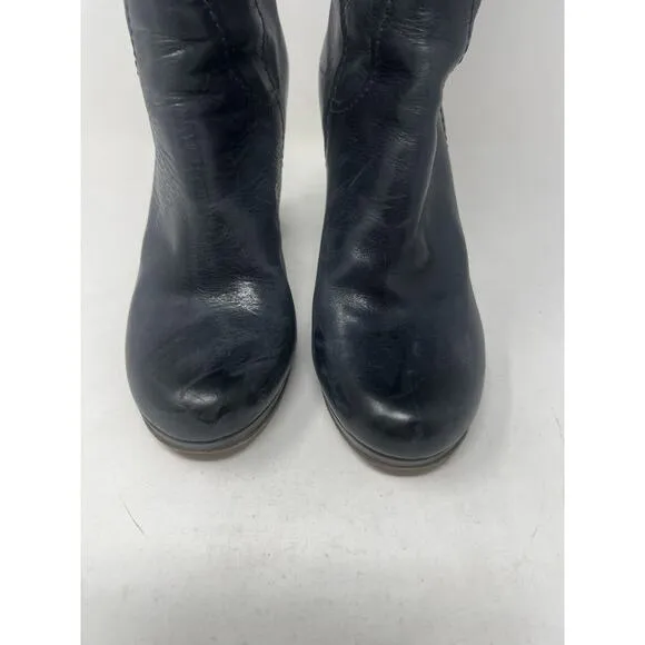 CHLOE Black Leather Wooden Heel Tall Boots, Size 39 Italy EUC