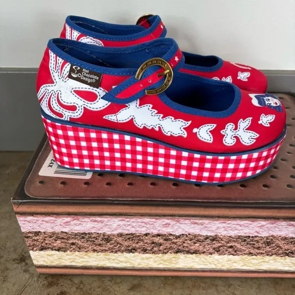 Chocolaticas Cowgirl Platform Mary Jane Hot Chocolate Design Shoes Size 35/4.5