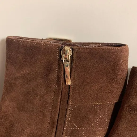 Christian Dior Boots Graphic Cannage Brown Buckle Ankle Booties