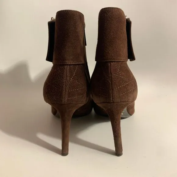 Christian Dior Boots Graphic Cannage Brown Buckle Ankle Booties