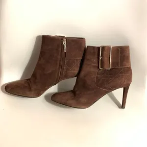 Christian Dior Boots Graphic Cannage Brown Buckle Ankle Booties