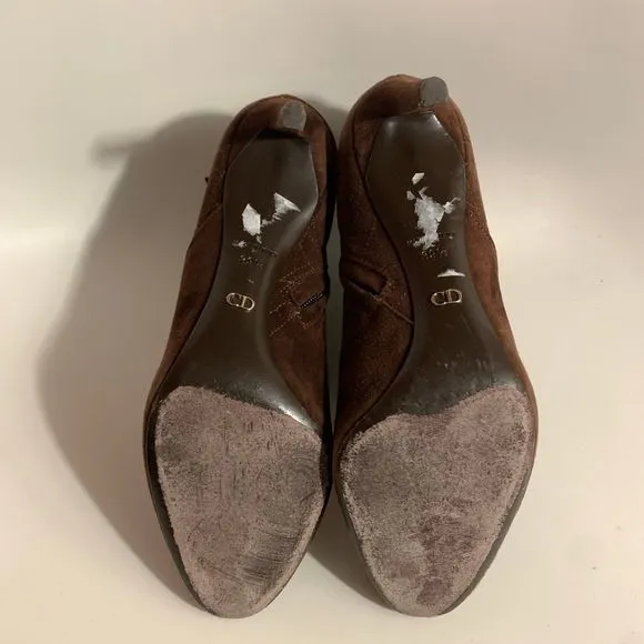 Christian Dior Boots Graphic Cannage Brown Buckle Ankle Booties