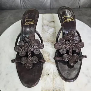 Christian Louboutin Womens Braided Leather  Strap Sandals  36.5 US 6.5