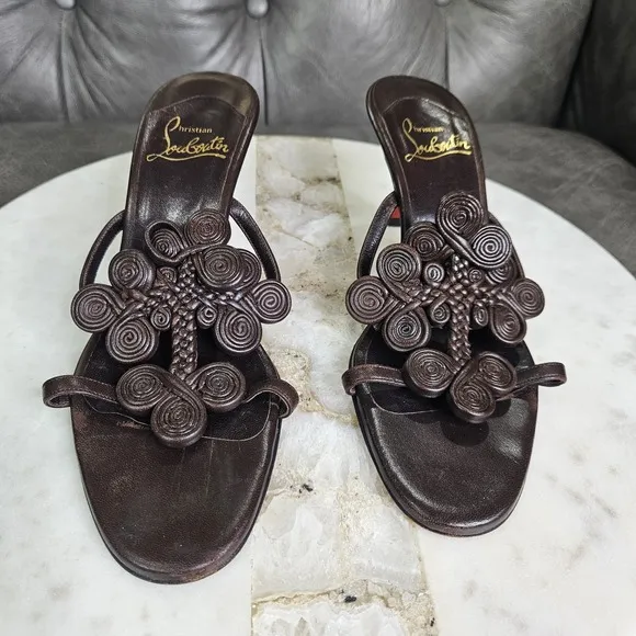 Christian Louboutin Womens Braided Leather  Strap Sandals  36.5 US 6.5