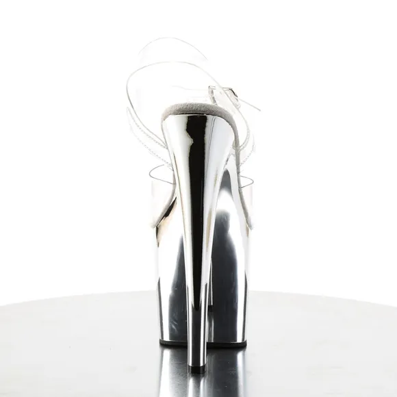 Chrome Platform Clear High Heel Stripper Shoes