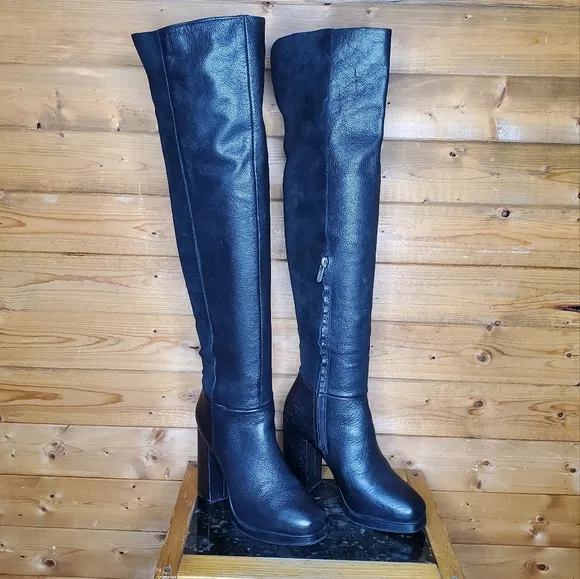 ❤Circus by Sam Edelman boots black leather suede platform over the knee …
