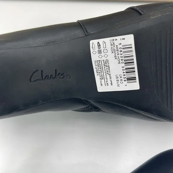 CLARKS AMBYR HOPE BLACK LEATHERCUIR NOIR ANKLE BOOTS