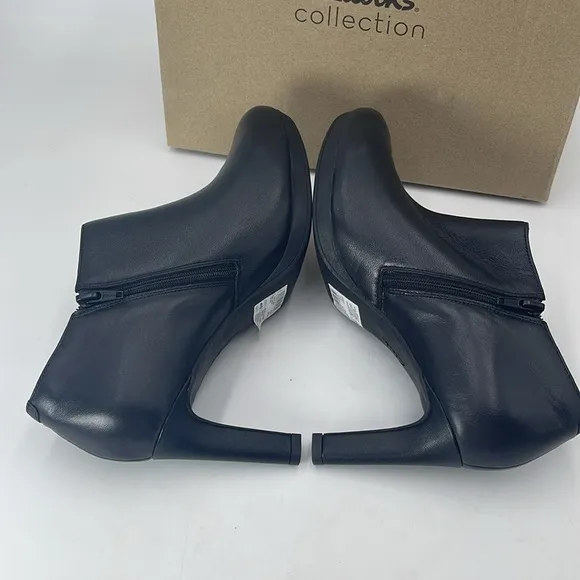 CLARKS AMBYR HOPE BLACK LEATHERCUIR NOIR ANKLE BOOTS