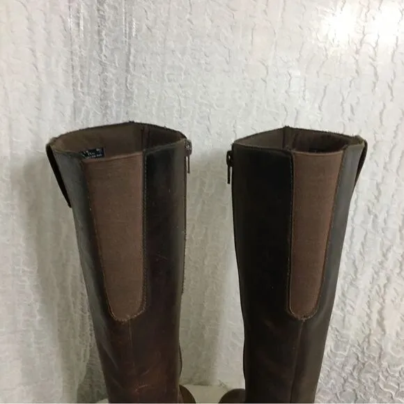 Clarks Buckle Strap Brown Leather Knee High Boots Size 8.5M