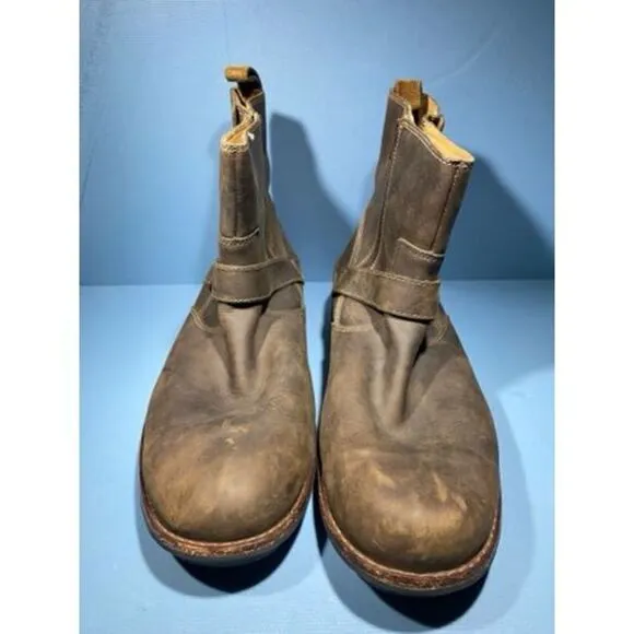Clarks Chilton Ankle Boots Mens Sz 13 M Brown Leather Side Zip 82173 Buckle