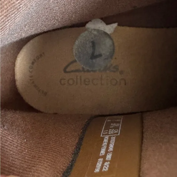 Clarks Collection Leather Healed Ankle Boots Scene Zip Dark Tan. Size 7
