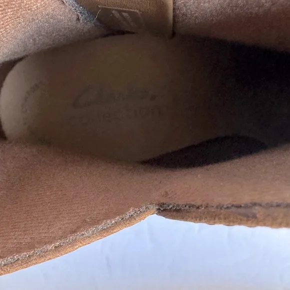 Clarks Collection Leather Healed Ankle Boots Scene Zip Dark Tan. Size 7