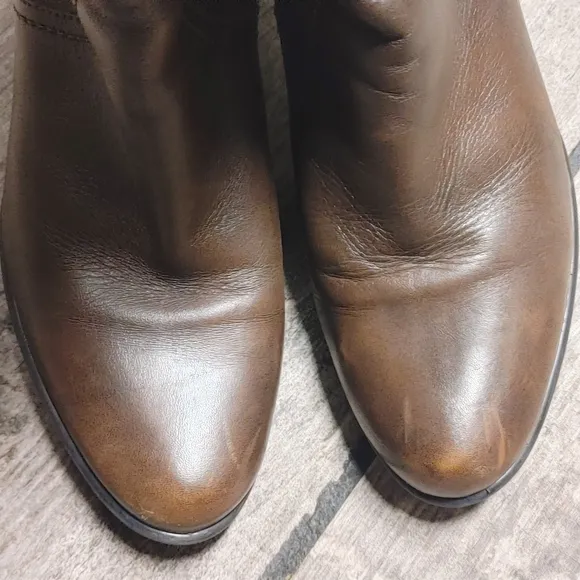 Clarks Dark Brown Tall Leather Boots Size 9