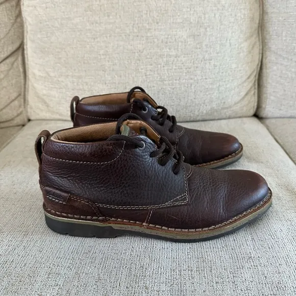 Clarks Edgewick Mid Men's Casual Leather Boots Brown Men’s Size 8