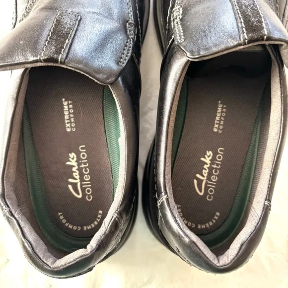 Clarks Gessler Step Black Leather Loafers Extreme comfort SZ 11 M NWOT