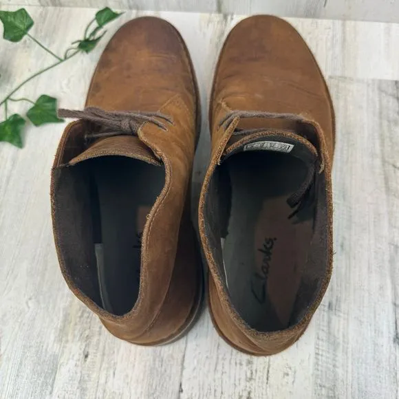 Clarks Men's Bushacre 2 Beeswax Leather Chukka Boots Brown Size 10M