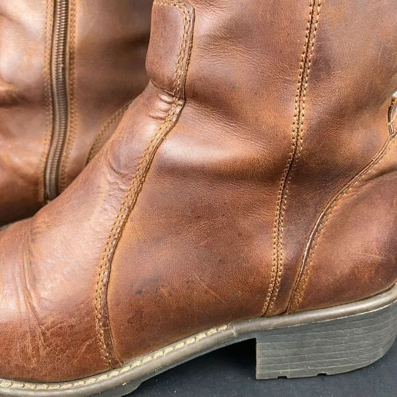 Clarks Orinoco Eave Womens 9.5 Tall Leather Riding Boots Brown Burnished Leather