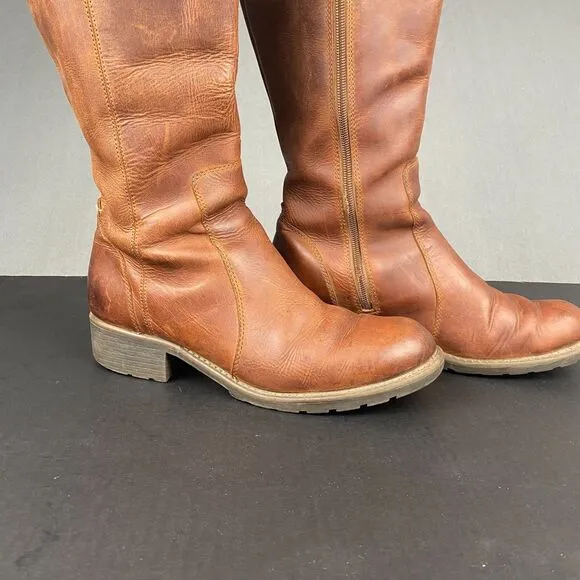 Clarks Orinoco Eave Womens 9.5 Tall Leather Riding Boots Brown Burnished Leather