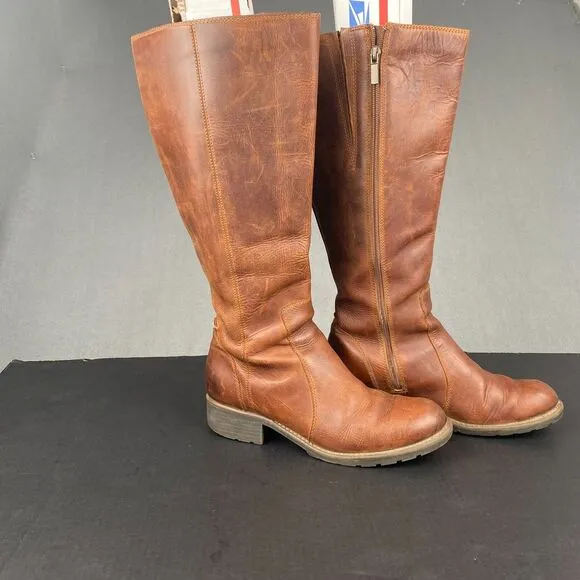 Clarks Orinoco Eave Womens 9.5 Tall Leather Riding Boots Brown Burnished Leather