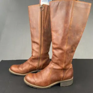 Clarks Orinoco Eave Womens 9.5 Tall Leather Riding Boots Brown Burnished Leather