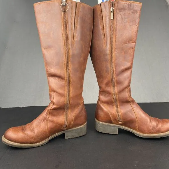 Clarks Orinoco Eave Womens 9.5 Tall Leather Riding Boots Brown Burnished Leather