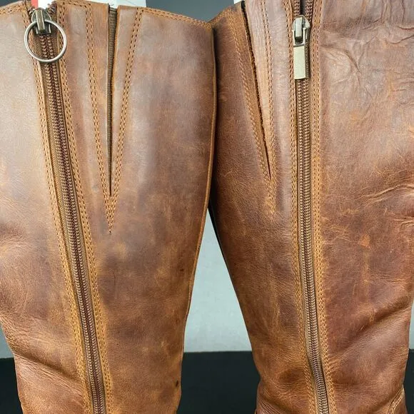 Clarks Orinoco Eave Womens 9.5 Tall Leather Riding Boots Brown Burnished Leather