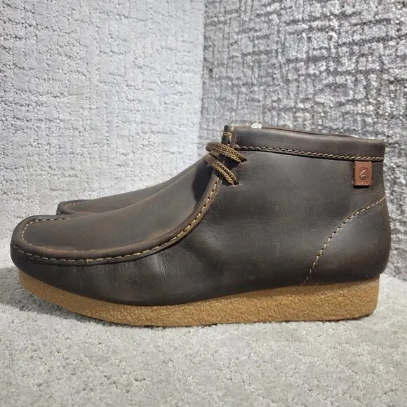 Clarks Shacre Men's Size 11.5 US Brown Leather Beeswax Ankle Boots