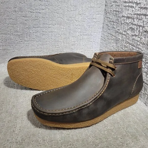 Clarks Shacre Men's Size 11.5 US Brown Leather Beeswax Ankle Boots
