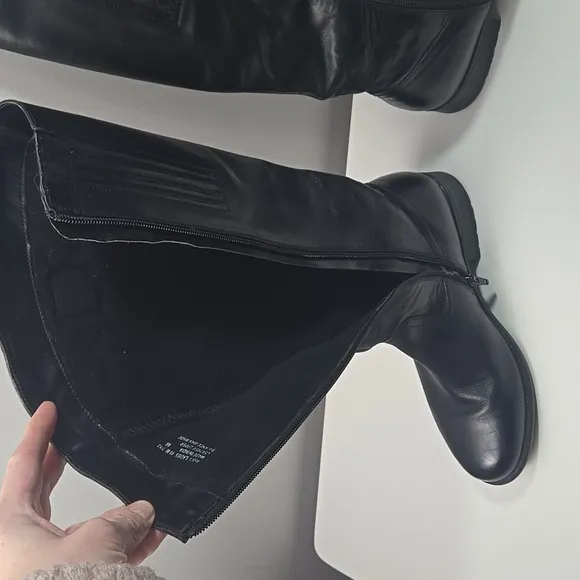 Clarks Tall Leather Zippered Black Boots