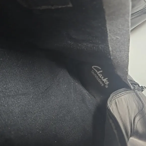 Clarks Tall Leather Zippered Black Boots