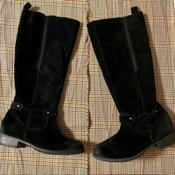 Clarks‎ tall suede black boots with  1” heel