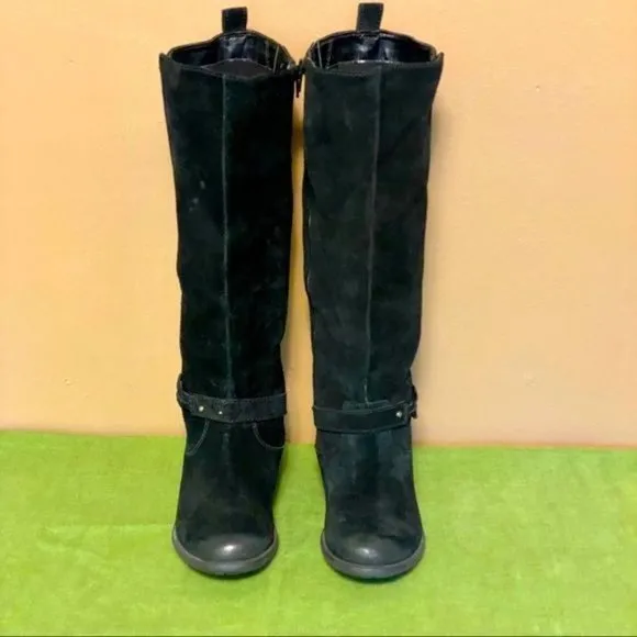 Clarks‎ tall suede black boots with  1” heel