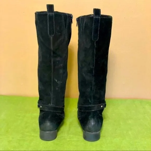 Clarks‎ tall suede black boots with  1” heel
