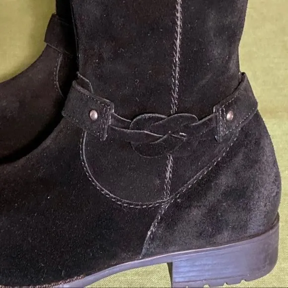 Clarks‎ tall suede black boots with  1” heel