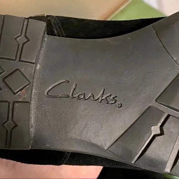 Clarks‎ tall suede black boots with  1” heel