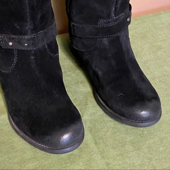 Clarks‎ tall suede black boots with  1” heel