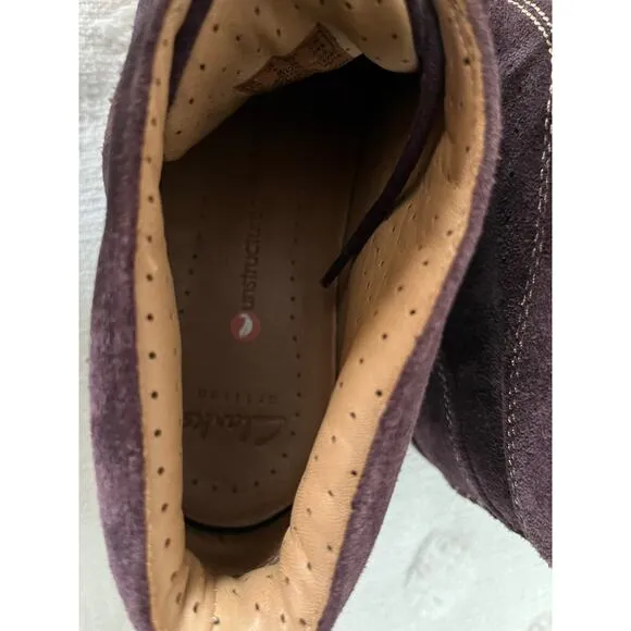Clarks Unstructured Chukka Ankle Boots Un Astin Purple Suede Leather Women’s 8