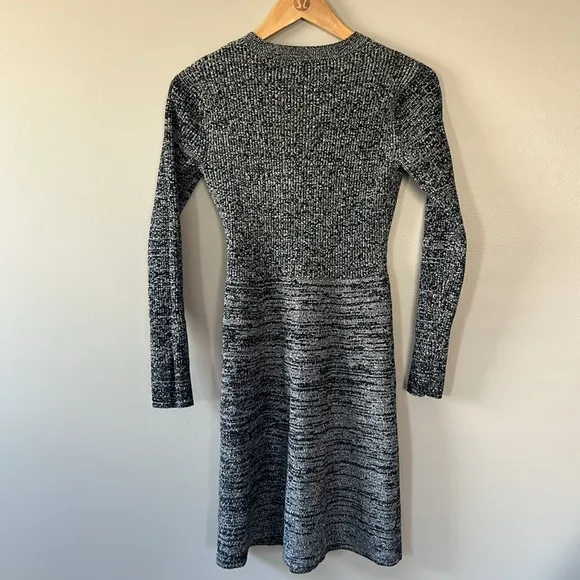 Club Monaco Wool Henley Sweater Dress Size XS Black White Gray